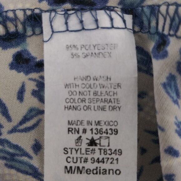 AMANA Blouse Womens Size M Blue Animal Print Lace Arm Band Pullover Top - Picture 5 of 7